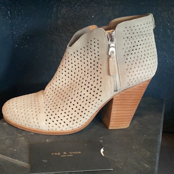 Rag and bone suede perforated ankle boot - Picture 1 of 5